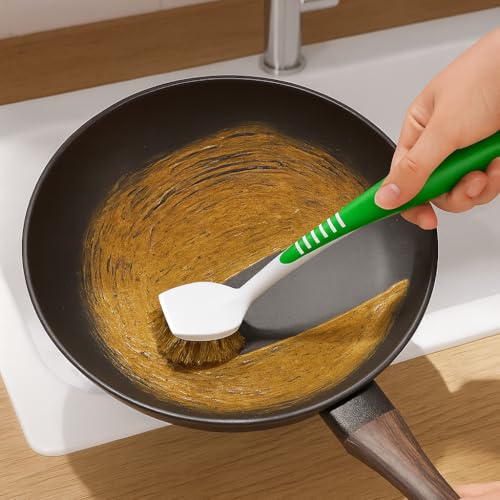 Libman Brass Brush Pot Scrubber - Metal Wire Brass Pot Brush - 3 Pk Wire Scrub Brushes with Pot & Pan Scraper for Cleaning Grills, Skillets, Oven Racks