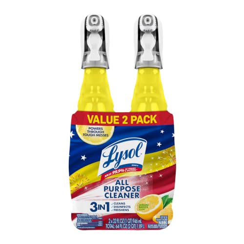 Lysol All Purpose Cleaner Spray, Multi-Purpose Disinfecting Spray, Kitchen & Bathroom Cleaner, Lemon Breeze Scent, 32 Fl Oz (Pack of 2)