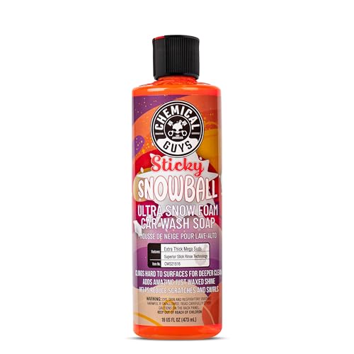 Chemical Guys CWS21516 Sticky Snowball Ultra Snow Foam Car Wash Soap (Works with Foam Cannons or Bucket Washes) Safe for Cars, Trucks, Motorcycles, RVs & More 16 fl oz, Cherry Scent