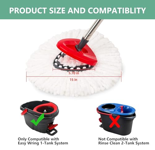 [ 5 Pack ]Mop Heads Replacements, Spin Mop Replacement Head Deep Cleaning Machine Washable and Easy-to-Replace,Spin Mop Refill Replacement Head 100% Microfiber,Mop Head Compatible with O Ceda EasyWrin