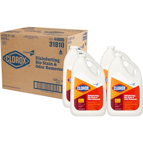 CloroxPro Clorox Disinfecting Bio Stain and Odor Remover Refill, 128 Fluid Ounces, Pack of 4 (Packaging May Vary)