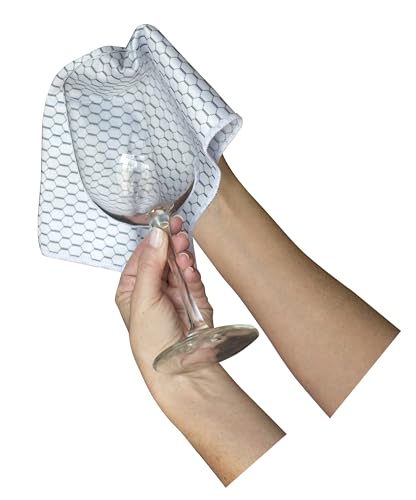 Casabella Lint-Free Microfiber Glass and Mirror Cleaning Cloths, White/Black (Set of 2)