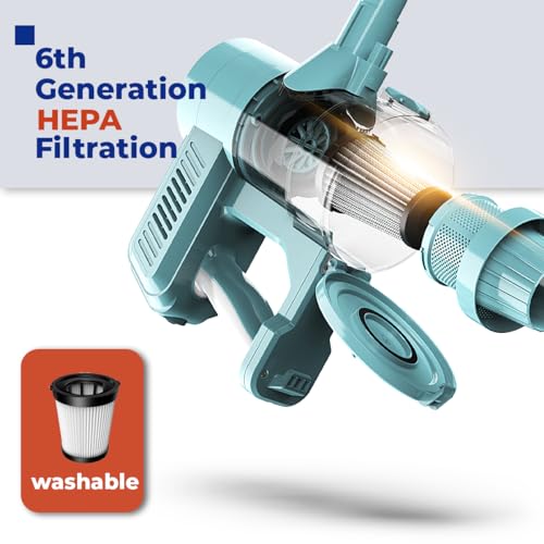 Roomie Tec Corded Stick Vacuum Cleaner - 450W, Lightweight 2 in 1 Handheld with Powerful Suction, Bagless HEPA Filter, Large Dust Capacity, 20ft Cable - Ideal for Floors, Dorm Room, & Home Cleaning
