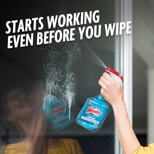 Windex Glass and Window Cleaner Spray Bottle, Bottle Made from 100% Recycled Plastic, Surface Cleaning Spray, Original Blue Scent, 23 Fl Oz (Pack of 6)
