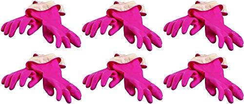 Casabella Premium Waterblock Cleaning Gloves - 6 Pair (12 Gloves) Pink - (Large)