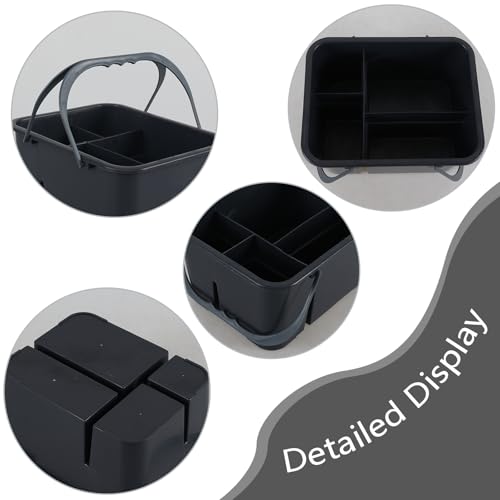 Fiazony Plastic Divided Caddy Organizer with Handle, 4-Compartment Plastic Cleaning Caddy, Drak Gray, F