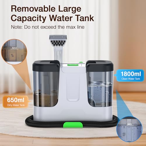 Portable Carpet & Upholstery Cleaner, 18Kpa Carpet Cleaner Machine for Deep Stain Removal, Spot Cleaner for Pet Accidents, Area Rugs, Stairs, Car Upholstery & Couches, Includes Tools & Self-Cleaning