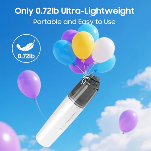 A9life Handheld Vacuum Cordless, Car Vacuum Portable with 2 Suction Modes, Blow & Suction 2-in-1, Mini Vacuum Cleaner Rechargeable for Car, Home, Pet Hair, Office, Desk, Keyboards (White)