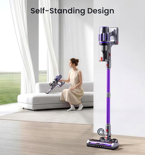 Cordless Vacuum Cleaner,Upgraded 650W 55KPA 90Mins Cordless Stick Vacuum with Smart Display,1.8L Cup,V-Shaped Anti-Tangle Brush,Wall Mount Charging,Self-Standing Vacuum Cleaners for Home,Floor,Carpet