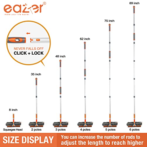Eazer 89'' Squeegee Window Cleaner 2 in 1 Rotatable Window Cleaning Tool Kit with Extension Pole, Window Washing Equipment with Bendable Head for Indoor/Outdoor Window and Car Glass