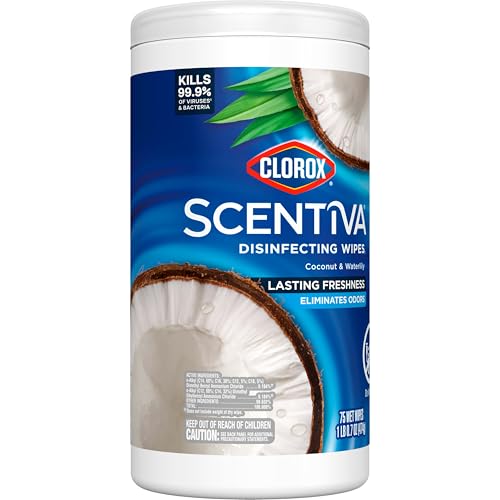 Clorox Scentiva Disinfecting Wipes, Coconut and Waterlily, Antibacterial, 75 Count