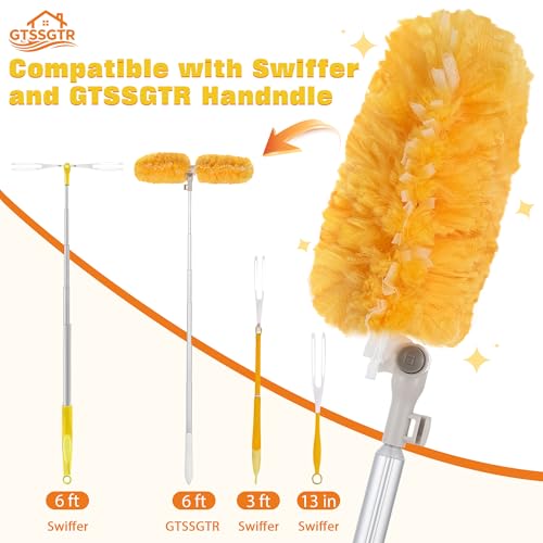 6 ft Extendable Duster Handle with 20 Pcs, 360° Heavy Duty Duster Refills Kit for Swiffer, 4X Electrostatic Microfiber for Cleaning Home, Effortlessly Reach Ceilings, Fans & Hard-to-Reach Areas