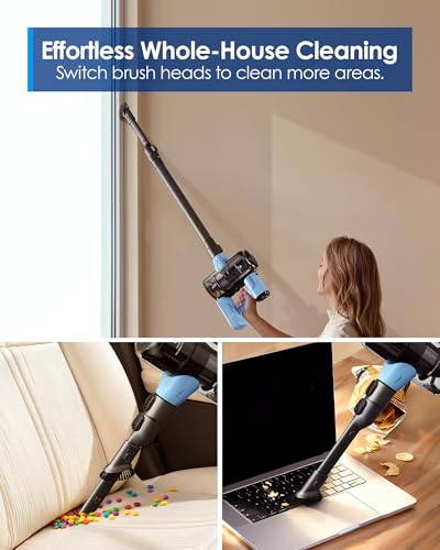 Tineco Pure ONE S20 Cordless Vacuum Cleaner,Clogless Brush Design,Up to 55 Minutes of Runtime,6-Stage Filtration System,LED Brush Headlights, Stick Vacuum Cleaner for Pet Hair, Carpet & Hard Floor