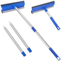 Window Squeegee for Home, 56'' Long Handle Shower Door Cleaner Tool, 2-in-1 Glass Scrubber for Car Windshield Cleaning
