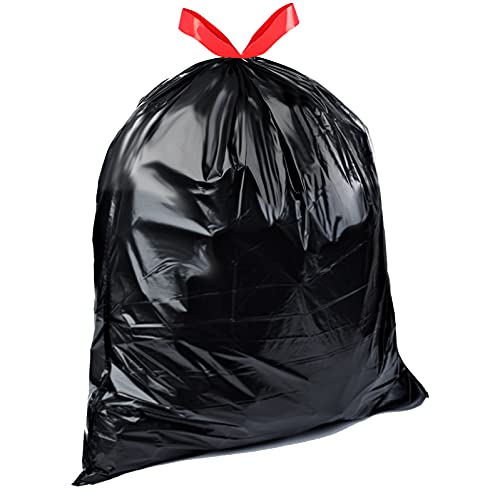 Amazon Basics Multipurpose Drawstring Trash Bags, 30 Gallon Capacity, Tear Resistant, 50 Count (Previously Solimo)