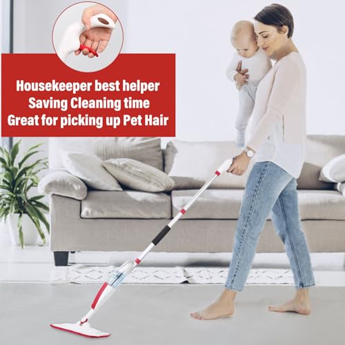 Wet Spray Mop for Floor Cleaning with 14 oz Bottle & 2 Microfiber Pads