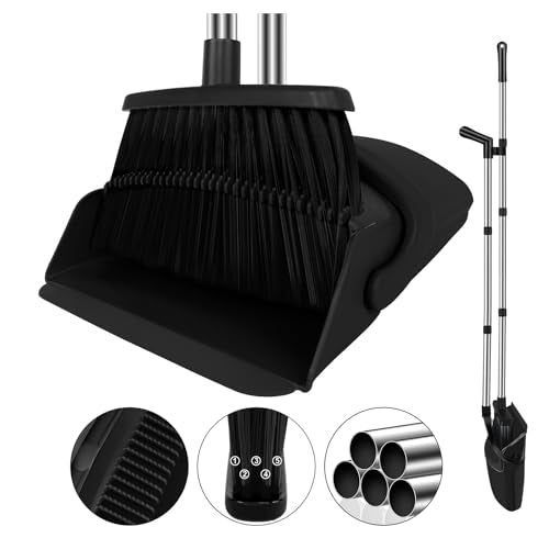 UDUK Broom and Dustpan Set, Household Broom with Dustpan Combo Set, 51" Long Handle, Dust Pan Set for Kitchen Office Lobby Floor