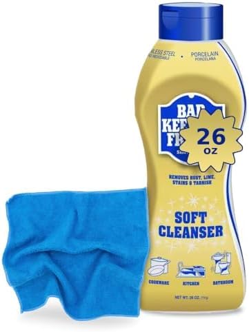 Bar-Keeper’s-Friend Soft Cleanser (26 oz) + Microfiber Cloth 14x16