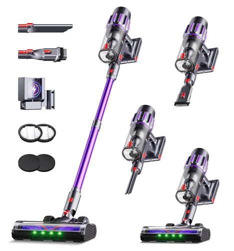 Cordless Vacuum Cleaner,Upgraded 650W 55KPA 90Mins Cordless Stick Vacuum with Smart Display,1.8L Cup,V-Shaped Anti-Tangle Brush,Wall Mount Charging,Self-Standing Vacuum Cleaners for Home,Floor,Carpet