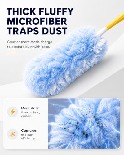 20 Count 360° Duster Refills with 1 Handle,Compatible with Swiffer Duster