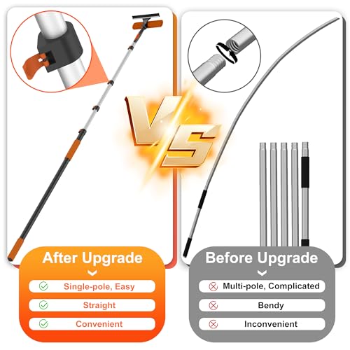 26FT High Window Cleaning Kit with Pole, 2-in-1 Window Squeegee with 5-20 FT Telescoping Extension Pole - Professional Window Washing Kit with Long Handle, Multi-Use Cleaning Tool for High Windows