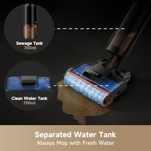 DREAME H12 Pro FlexReach Wet Dry Vacuum Cleaner, 0 Tangle Cordless Vacuum Mop All-in-One for Hard Floors, 180° Lie-Flat Floor Cleaner Machine with 194°F Hot Self-Cleaning, 50Mins Runtime