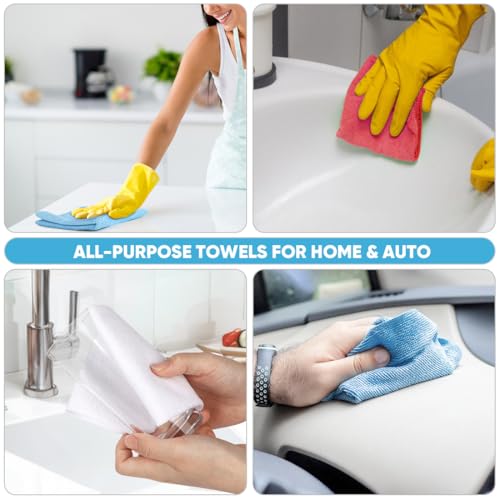 AIDEA Microfiber Cleaning Cloth Roll, Blue Shop Towels 55 Sheets Washable, Microfiber Towels for Cars, Blue Rags Reusable Paper Towel for Automotive, Workshop, House, Kitchen, Cleaning Supplies11×9"