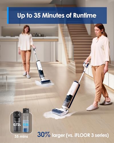 Tineco iFLOOR 5 Breeze Complete Wet Dry Vacuum Cordless Floor Washer, One-Step Cleaning for Hard Floors, Edge Clean, Auto Self-Cleaning, Lightweight & Cordless Design