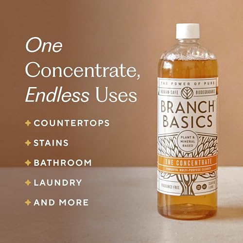 Branch Basics Premium Starter Kit: All Purpose Cleaner, Glass, and Bathroom Cleaner plus our Foaming Wash, and Laundry Bottle (3 Plastic Spray Bottles + Concentrate) Fragrance-Free