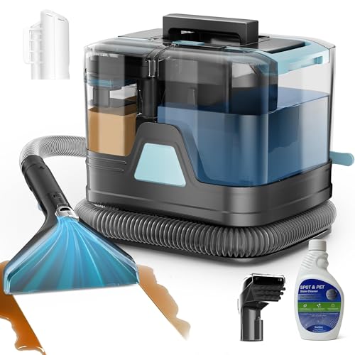 DEVOAC C8 Portable Carpet Upholstery Spot Cleaner Machine with Versatile Tools, Self-Cleaning, Powerful Suction, Pet Stain Remover, Car and Auto Detailer (Cyan)