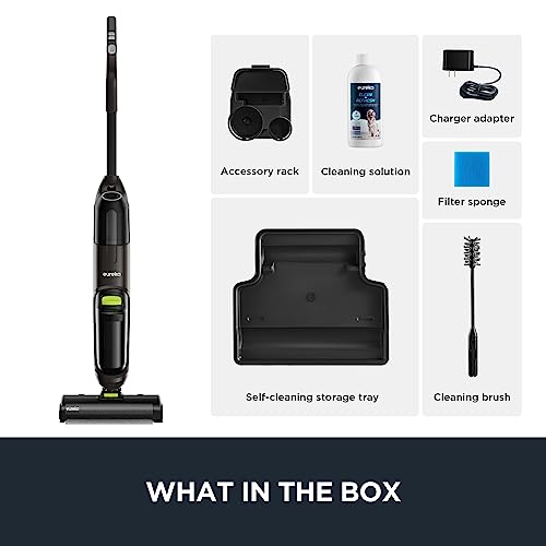 Eureka Wet Dry Vacuum Cleaner Cordless, Mop Vacuum Cleaner with Self-Cleaning System, Lightweight Hardwood Floors Vacuum for Pets and Sticky Messes, Black, NEW400