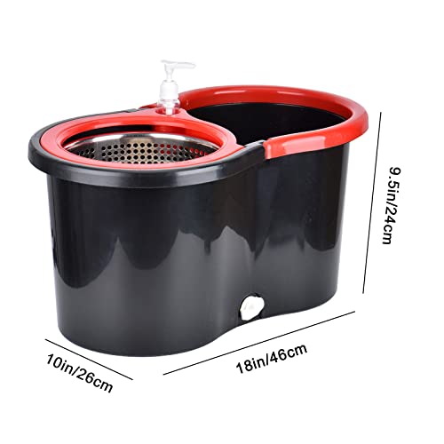 Mop and Bucket Set, 360° Spin Mop and Bucket with Wringer Set and 3 Microfiber Mop Refills, Stainless Steel 61" Extended Handle Spinning Mop Bucket System for Floor Cleaning