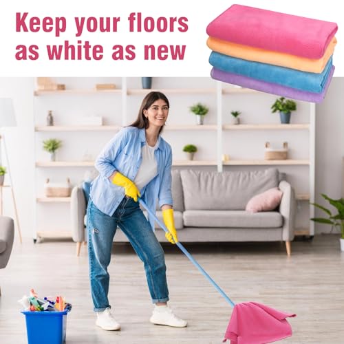 Olutacot 4 Pcs Multicolor Extra Large Microfiber Cleaning Cloth 30 x 20 Inch Reusable Thick Cleaning Towel Washable Solid Color Microfiber Towel for Home Office Window Cars Glass