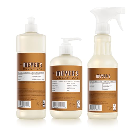 Mrs. MEYER'S CLEAN DAY Kitchen Basics Set, Acorn Spice Scent Cleaning Supplies includes Hand Soap (12.5 Fl Oz), Dish Soap (16 Fl Oz) and Multi-Surface Cleaner (16 Fl Oz)