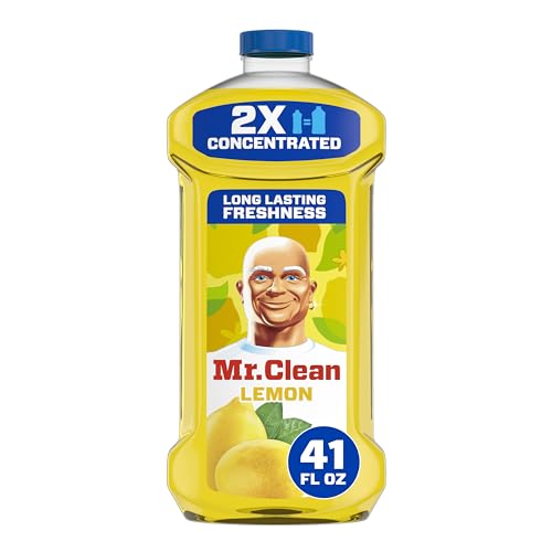 Mr. Clean All Purpose Cleaner, Floor Cleaner for Mopping Home, Bathroom, & Kitchen, Cleaning Liquid for Mop & Bucket, Cleaning Supplies, Multi-Surface Dilutable, Lemon, 41oz