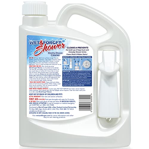 Wet & Forget Shower Cleaner Spray Multi-Surface Weekly Application Requires No Scrubbing, Bleach-Free Formula, Ready to Use, Fresh Scent, 3 Months of Cleaning, 64 Fluid Ounces, 1 Pack