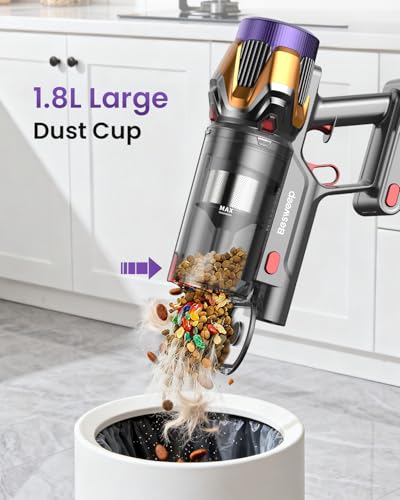 Cordless Vacuum Cleaner 55Kpa/650W/70Mins,1.8L Self Standing Stick Vacuum,Upgraded Vacuum Cordless with Hurricane Mode,Touch Screen,Anti-Tangle Wireless Vacuum,Vacuum Cleaners for Home/Pet Hair/Carpet