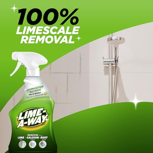 Lime-A-Way Hard Water Stain Remover Spray, Removes Lime, Calcium & Rust in Seconds, Bathroom Cleaner, 22 fl oz