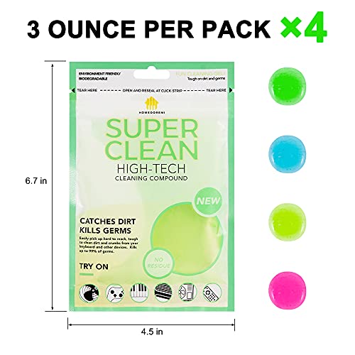 Car Cleaning Gels 4-Pack, Car Cleaning Putty Universal Auto Detailing Tools Car Interior Cleaner, Dust Cleaning Slime, Car Accessories for Car Vents & Keyboards, Clean Supplies– 320g (2.8oz/pcs)