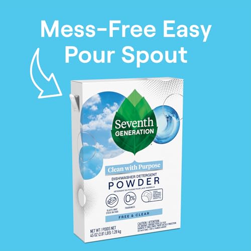 Seventh Generation Dishwasher Detergent Powder + Rinse Aid, Free and Clear, Biodegradable, Plant-Based & Fragrance-Free, Septic Safe