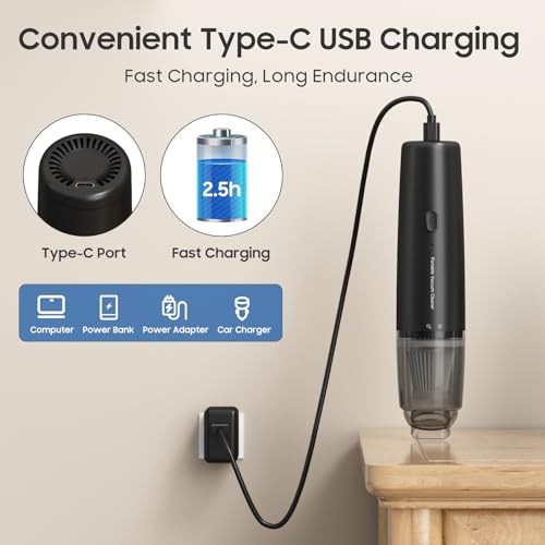 A9life Handheld Vacuum Cordless, Car Vacuum Portable with 2 Suction Modes, Blow & Suction 2-in-1, Mini Vacuum Cleaner Rechargeable for Car, Home, Pet Hair, Office, Desk, Keyboards (Black)