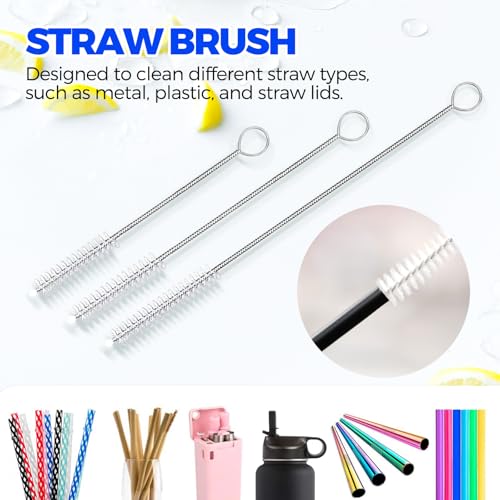 Holikme 6 Pack Dish Brush Set with Bottle Brush, Dish Scrub Brush, Pan Brush and 3 Straw Brushes, Deep Cleaning Handle Brush with Scraper Tip for Kitchen Sink Dishes Bottle Cup Pot and Pans (Gray)