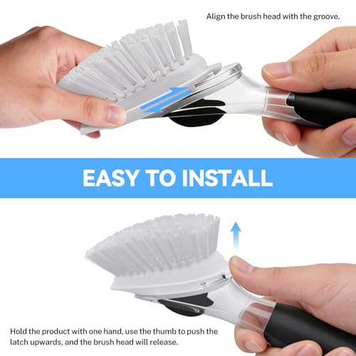 Dish Brush Refills 4 Pack, White Replacement BrushHeads Compatible with OXO Dish Brush & OXO DishScrubber