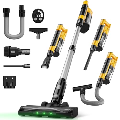 Cordless Vacuum Cleaner for DeWalt Battery, 7-in-1 Lightweight Stick Vacuum with HEPA Filter, 35KPA Suction, 350W Brushless Motor, 3 Modes for Carpet, Floor, Car (Battery Not Included)