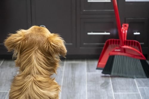 O-Cedar Pet Pro Broom with Step-On Dustpan | Remove 99% with One Sweep | Removes 3 Times More Pet Hair | Quiet Cleaning Tool for Cat and Dog Owners