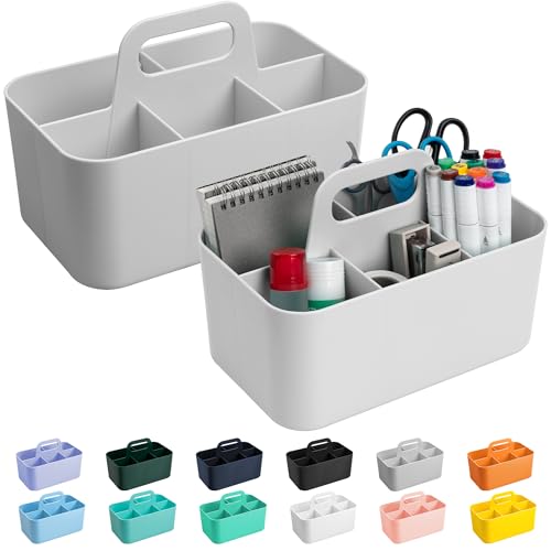 Tiawudi 2 Pack Caddy Organizer with Handle, Portable Plastic Caddy, Storage Organization for Cleaning, Bath, Makeup, Art, Craft, Stationery, Classroom and Office, Tote Organizer