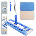 MR.SIGA Professional Microfiber Mop for Hardwood, Laminate, Tile Floor Cleaning, Stainless Steel Telescopic Handle - 3 Reusable Flat Mop Refills and 1 Dirt Removal Scrubber Included