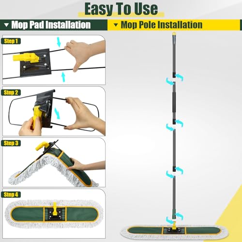 BUVE 24 Inch Commercial Dust Mop Heavy Duty, Dry Wet Dust Broom