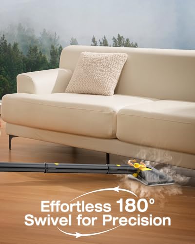 10-in-1 Steam Mop with Detachable Handheld Steamer,350ml Tank, 10s Heat-Up, 248°F Steam Cleaner, 2-Level Control and Swivel Head for Floor,Carpet,Tiles, BBQ grill,Car Accessories Dark Grey
