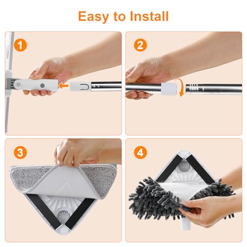 MUEE 3 in 1 Professional Window Squeegee for Home, 78" Window Cleaning Kit with Extension Pole, Tall Wall Cleaner Mop with Long Handle for Outdoor & Indoor Use